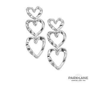Park Lane BLAISE Heart Drop Earrings Dangle Silver Tone Country Chic